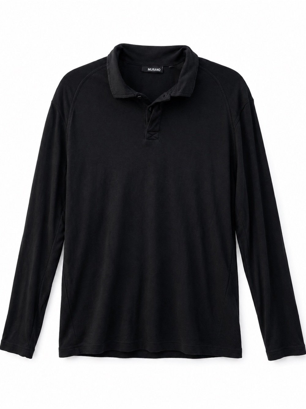 Murano Black Long Sleeve Polo Shirt Men’s Large Lyocell Blend Casual